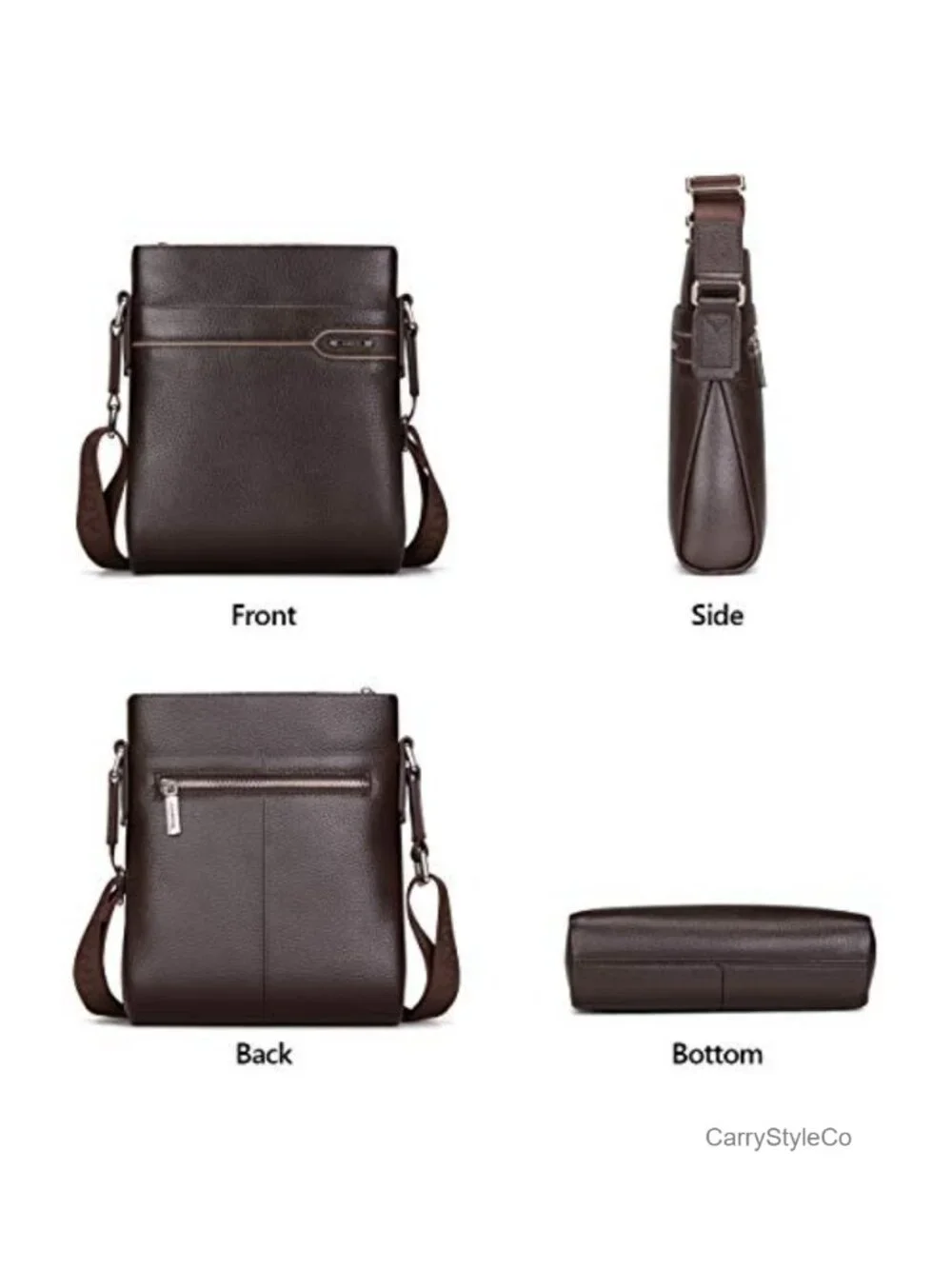 Genuine Leather Sling Bag with Adjustable Strap for Men